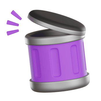 trash bin with open lid and alert User Interface 3D icon png