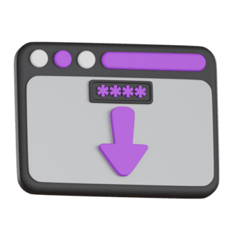 Password input with download arrow icon User Interface 3D icon png
