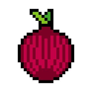 Red onion with pixel art isolated on white background vector