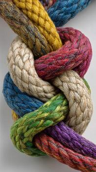 Colorful Rope Braid Showcasing Intricate Textures and Patterns During Textile Art Creation photo