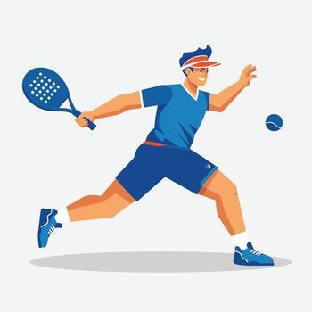 Padel Player in Action with Racket and Ball vector