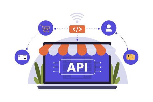 API diagram for e-commerce integration vector
