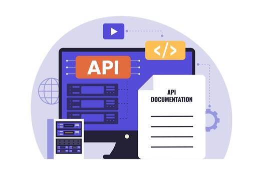 api documentación para desarrolladores ilustración vector