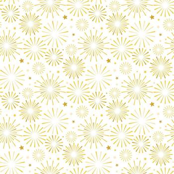 Seamless pattern of exploding golden fireworks vector