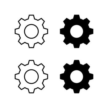 engranaje ajustes icono colocar. rueda dentada símbolo para sistema preferencias y configuración vector