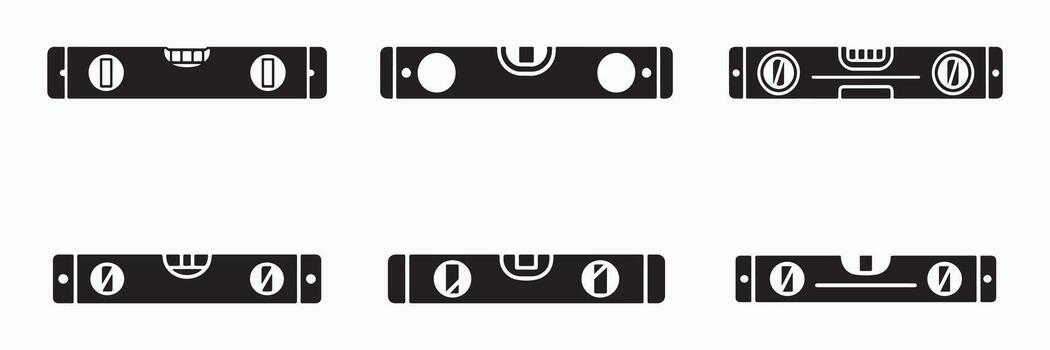 Set of spirit level icons with a bubble and markings isolated on white background vector