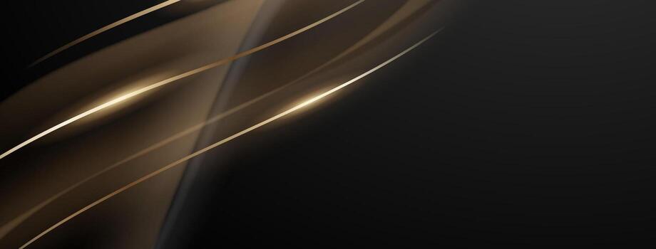 Abstract background with gold lines on black background vector