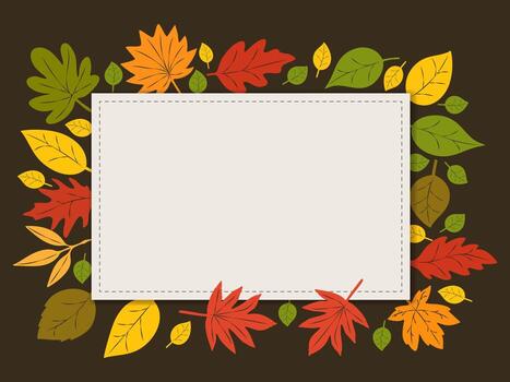Rectangular blank autumn forest foliage frame with space for text. vector
