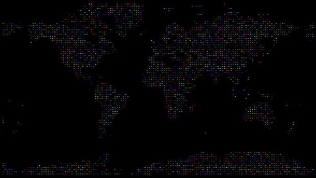 Minimalist colourful horizontal square shape dotted world map design is perfect for travel related projects. Rectangular shape dot map in a simple and elegant way to highlight global destinations. vector