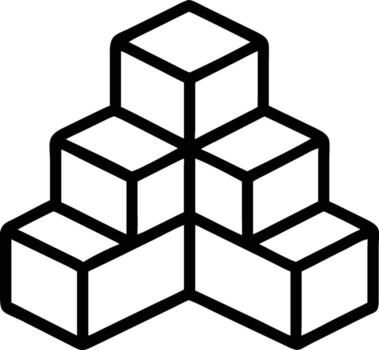 apilado cubitos pirámide contorno ilustración, geométrico minimalista diseño, estructura, jerarquía, crecimiento concepto en blanco vector