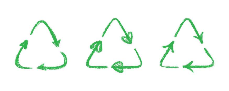 recycling reuse Set of hand drawn recycle arrow icon Recycling resources symbol Reuse of materials, zero waste, green environment, saving the planet vector