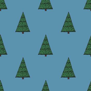 sin costura modelo con geométrico mínimo escandinavo Navidad árbol garabatear para decorativo imprimir, envase papel, saludo tarjetas y tela envase papel garabatear vector