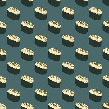 hand drawn cartoon Seamless pattern with sushi for decorative print, wrapping paper, menu, wallpaper and fabric vector