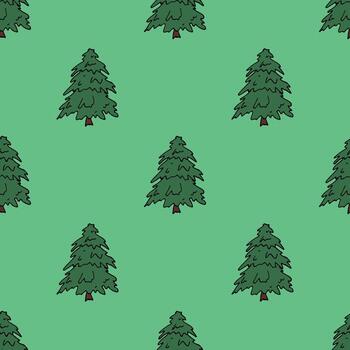 envase papel garabatear sin costura modelo con geométrico mínimo escandinavo Navidad árbol garabatear para decorativo imprimir, envase papel, saludo tarjetas y tela vector