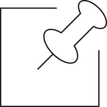 A simple outline drawing of a paper note with a pushpin securing it a corner illustration vector