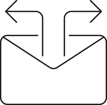 Email send and receive icon featuring open envelope with arrows symbolizing communication flow illustration vector