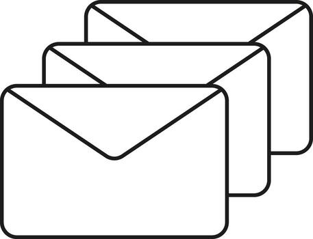 Three outline envelopes stacked for mailing communication and correspondence concepts illustration vector