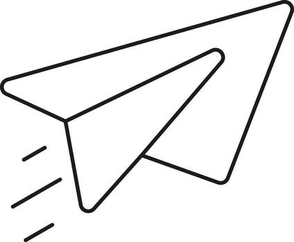 Simple outline of a paper airplane in flight with speed lines for a modern digital message illustration vector