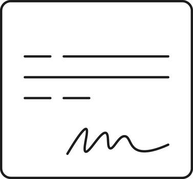 Handwritten signature on document agreement with lines for text and approval symbol illustration vector