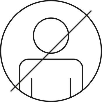 Simple icon symbolizing no users or account not found in outline style illustration vector