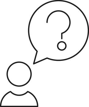 Icon of a person with a question mark in a speech bubble representing inquiry and uncertainty illustration vector