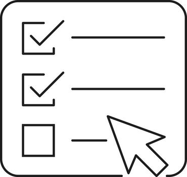 Clean line art checklist icon with cursor symbol representing tasks and completion illustration vector