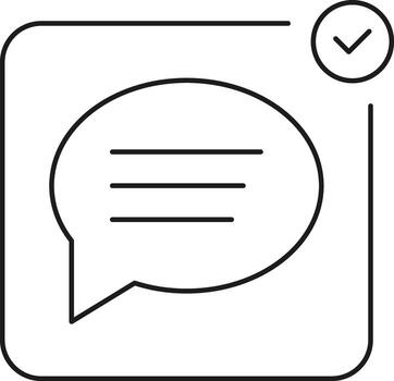 Modern chat bubble icon with checkmark signaling message delivery and confirmation illustration vector