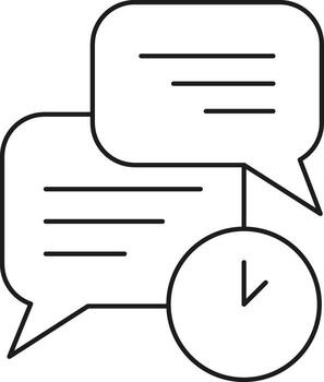 Communication and time management icon representing chat messages and a clock for business or social contexts illustration vector