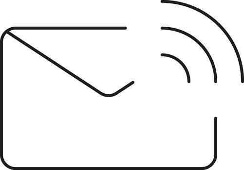 Modern email icon with wireless signal waves symbolizing digital communication and connectivity illustration vector