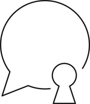 Conceptual icon of a speech bubble combined with a keyhole symbolizing secure communication illustration vector