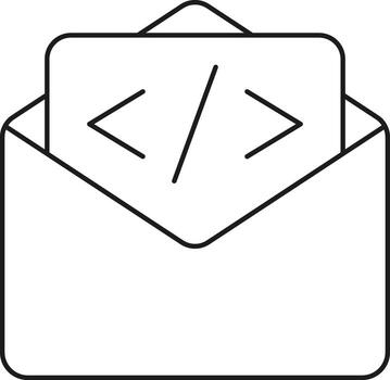 correo electrónico icono con código símbolos dentro para digital comunicación y programación ilustración vector