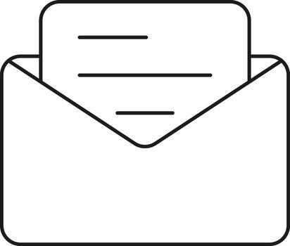 Simple icon of an open envelope with a letter inside representing communication and correspondence illustration vector