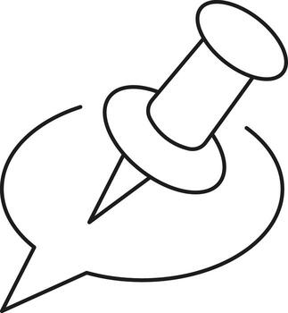 Hand drawn push pin icon attached to a speech bubble for communication and messaging concepts illustration vector