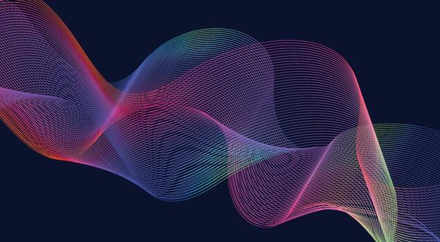 Blend Curved Wavy Lines Background Purple Colorful Gradient Design Abstract Illustration vector