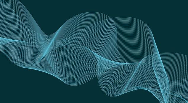 Blend Curved Wavy Lines Background Cyan Color Design Abstract Illustration vector