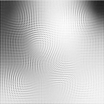 Abstract halftone gradient texture background with modern deformed black dot pattern for design, poster, or digital effect. vector