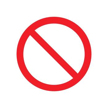 el general prohibición firmar , además conocido como un No símbolo, No firmar, círculo-barra invertida símbolo, no, prohibitivo circulo o universal No, es un rojo circulo con un rojo diagonal línea mediante eso vector