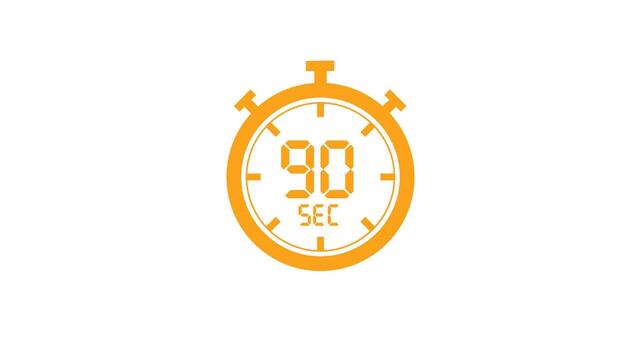 90 Seconds timer clock, Chronometer icon design isolated on white background vector