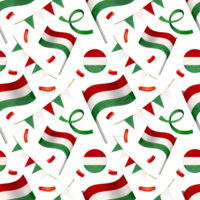 sin costura modelo. fiesta conjunto en acuarela estilo con húngaro simbolos nacional Hungría bandera palo, fiesta guirnaldas y papel picado png