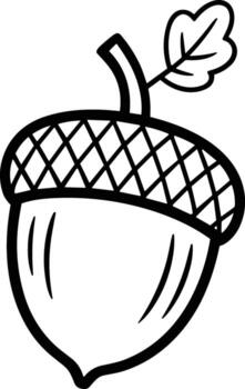 Acorn with Leaf Line Art - Minimal Botanical for Autumn and Natural Design Projects vector