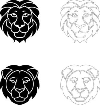 Minimal line-art lion face silhouette, continuous single line style, elegant and modern vector