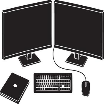 Computer monitor and keyboard with mouse on white background vector