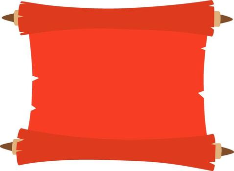 Red scroll illustration with wooden handles and torn edges for messages vector