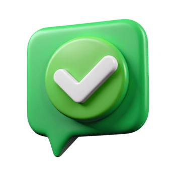 3d geven van een controleren Mark icoon in een toespraak bubbel, symboliseert goedkeuring, geldigmaking, en geslaagd bevestiging, geïsoleerd Aan transparant achtergrond png