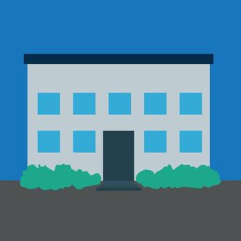 Simple Building Illustration With Eight Windows and Bushes Adding a Touch of Greenery to the Landscape Presentation vector