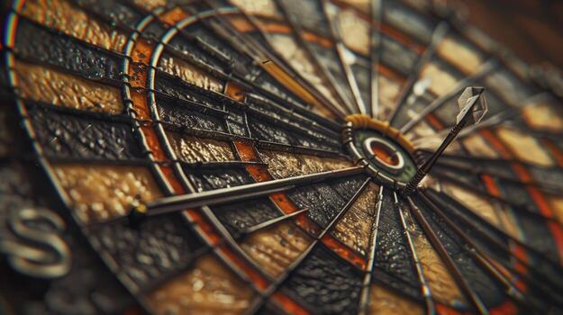 Dart in bullseye on dartboard game of precision and accuracy photo