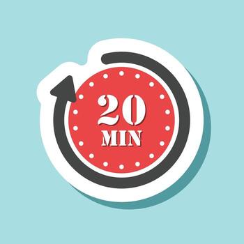 A 20 minute icon with a clock on it vector