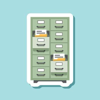 A file cabinet with files and folders vector