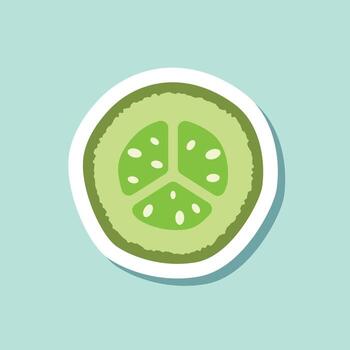 A slice of cucumber is shown in a flat design vector