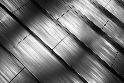 Abstract silver metallic background with a diagonal pattern of brushed metal rectangles. photo